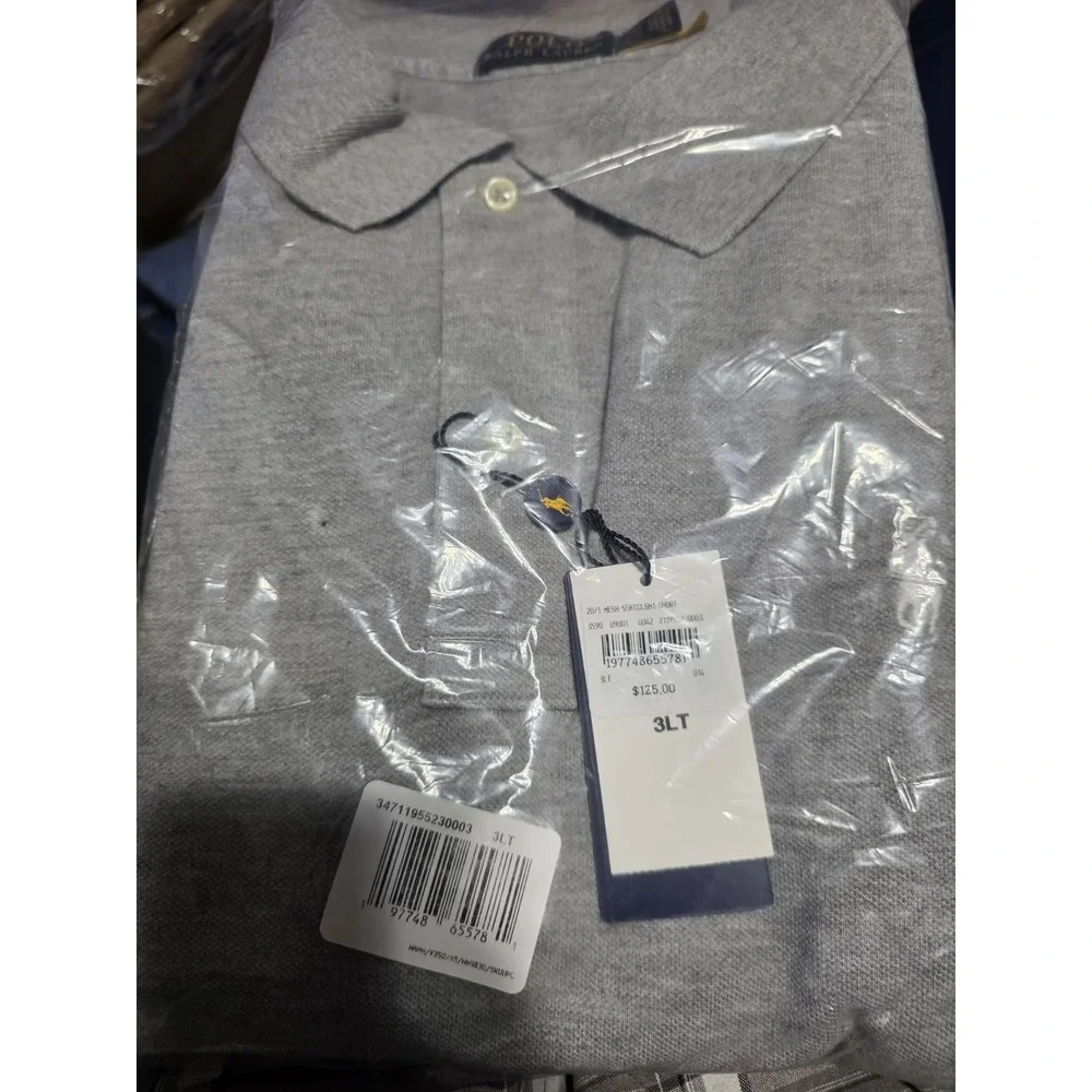 Polo Ralph Lauren Cotton Polo Shirt Men's Big & Tall 3XLT Gray w/ White Pony NWT